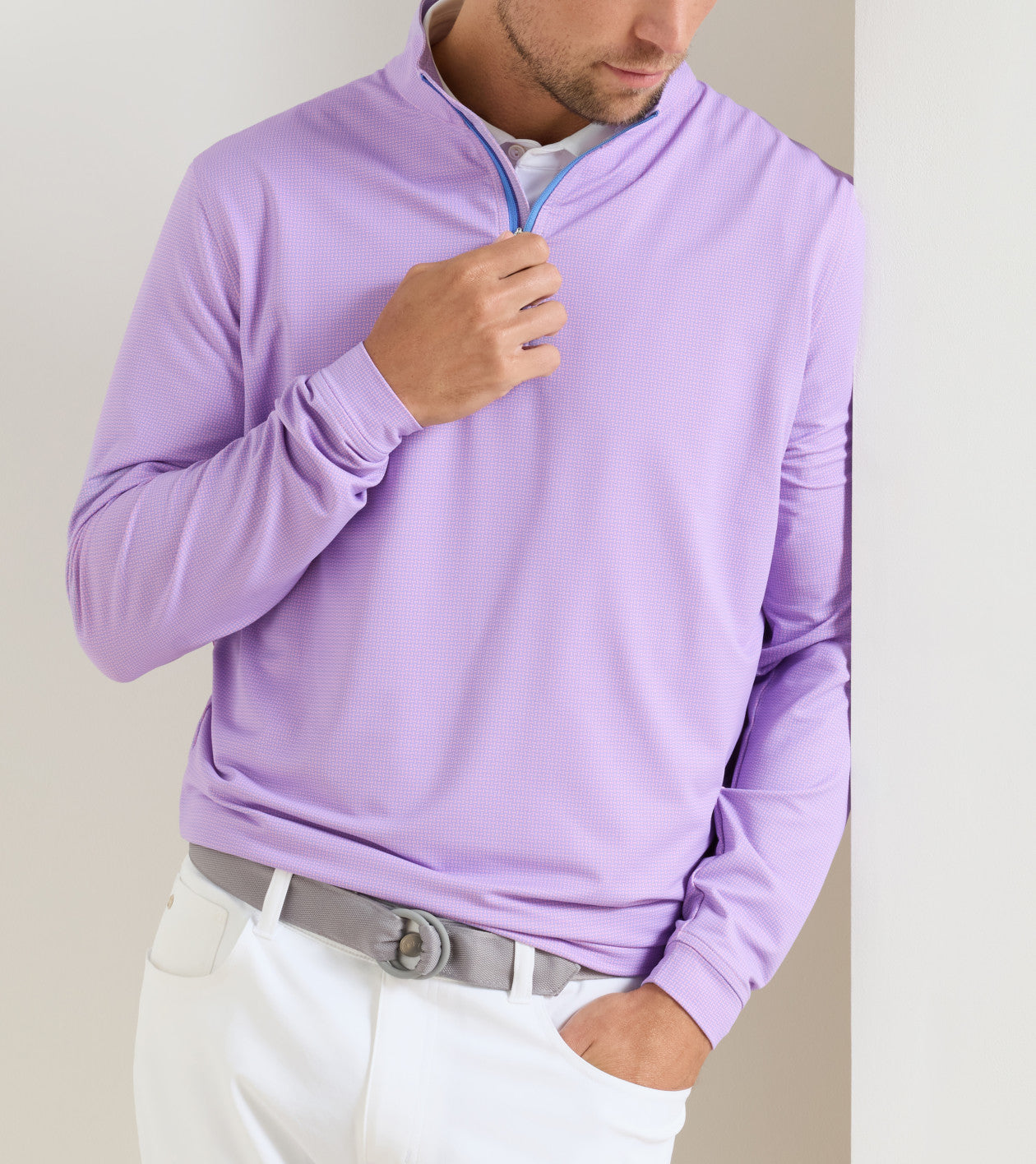 Perth Basketweave Performance Quarter-Zip Pink Parfait