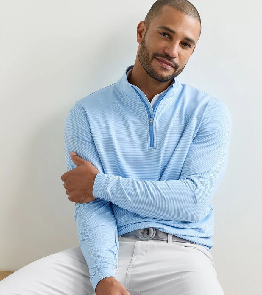 Perth Sugar Stripe Performance Quarter-Zip Blue Bird