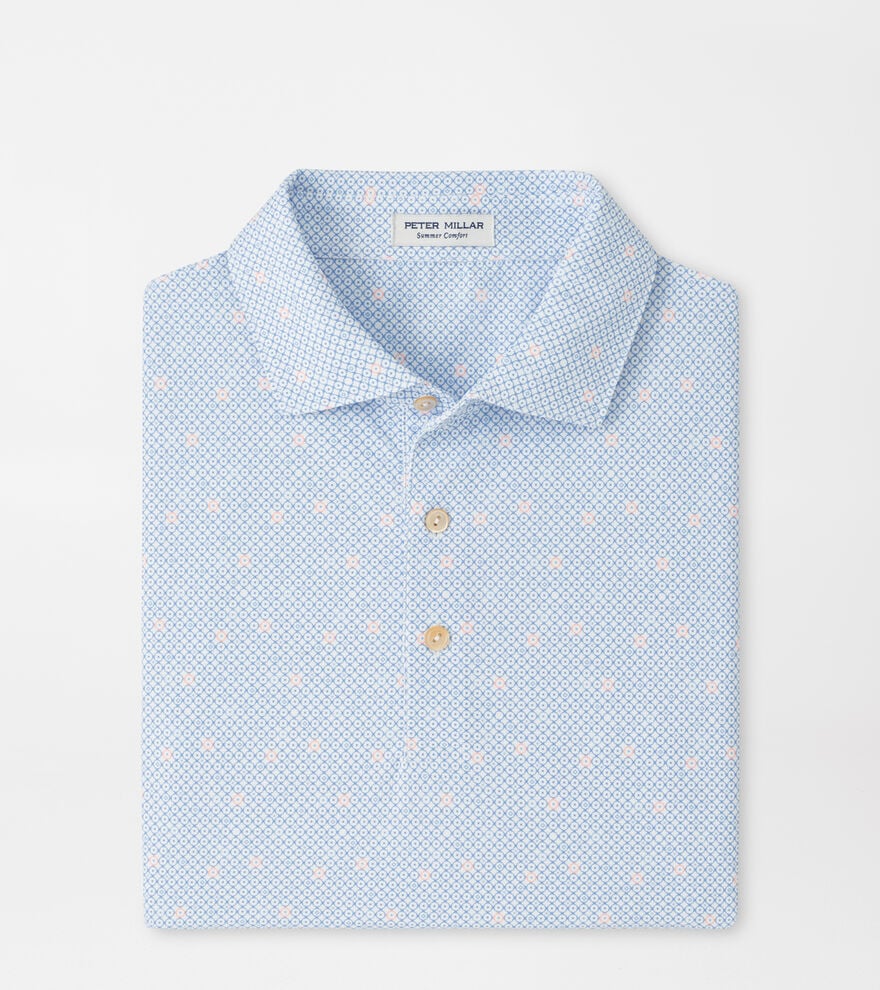 Santiago Performance Mesh Polo White/Blue Bird