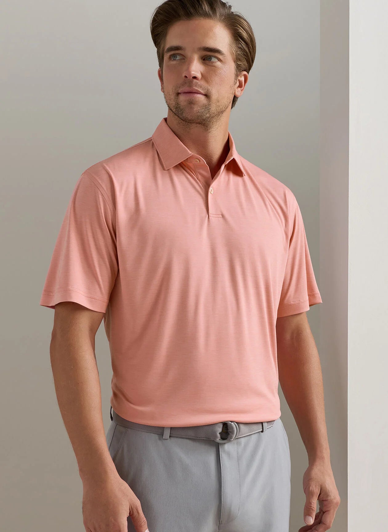 Featherweight Melange Performance Polo Venetian Pink