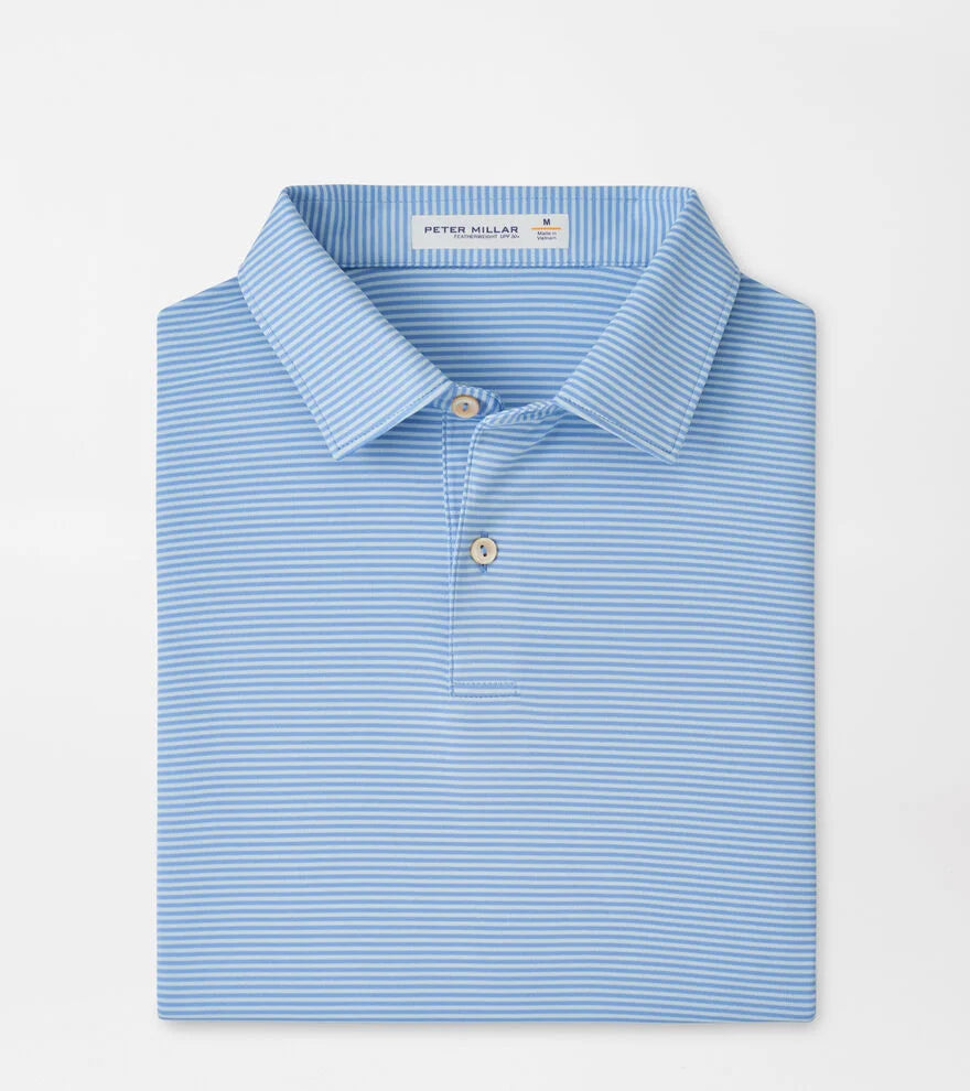 Featherweight Market Stripe Performance Polo Blue Bird