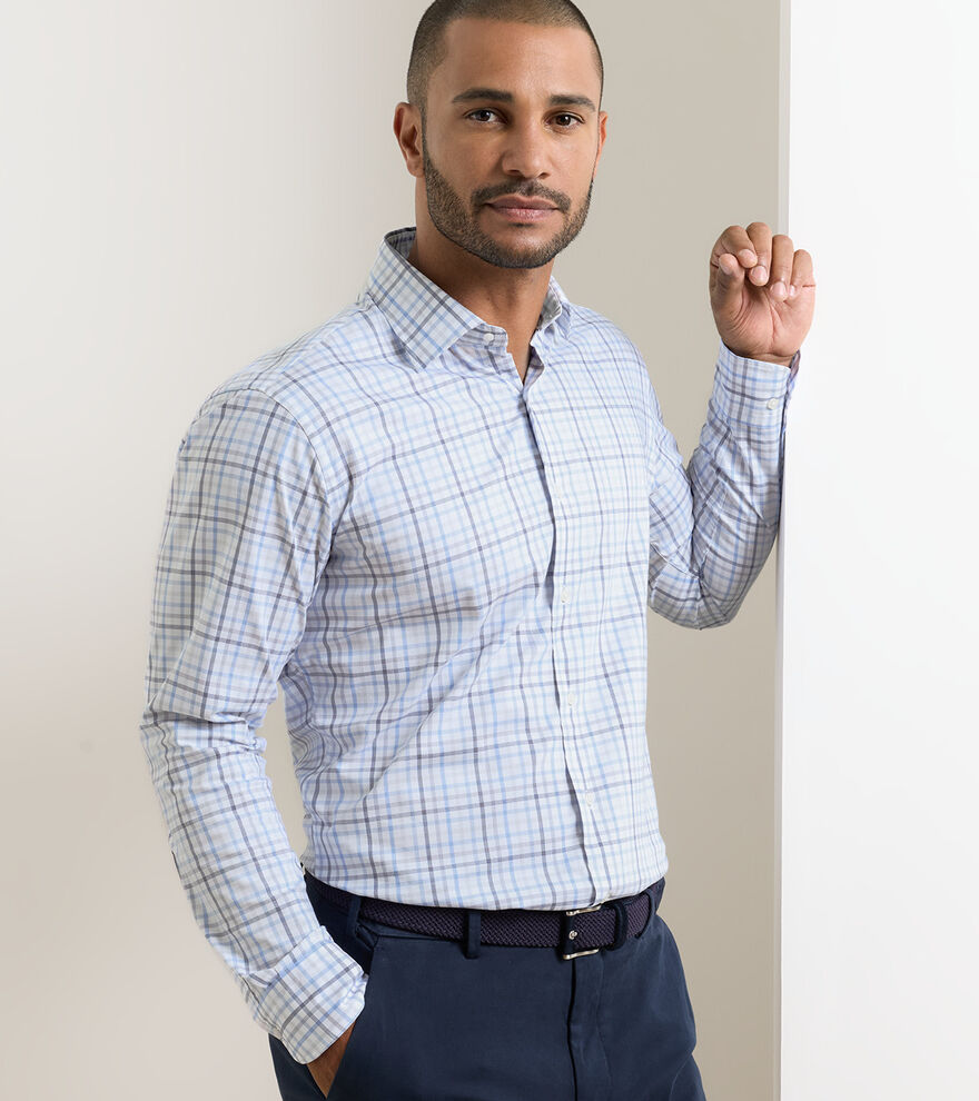 Warren Crown Lite Cotton-Stretch Sport Shirt Cloudy Blue