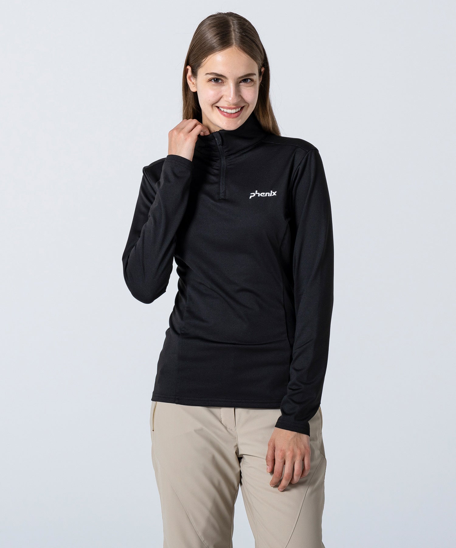 Women's Basic Set-In Sleeve 1/2 Zip Tee Black