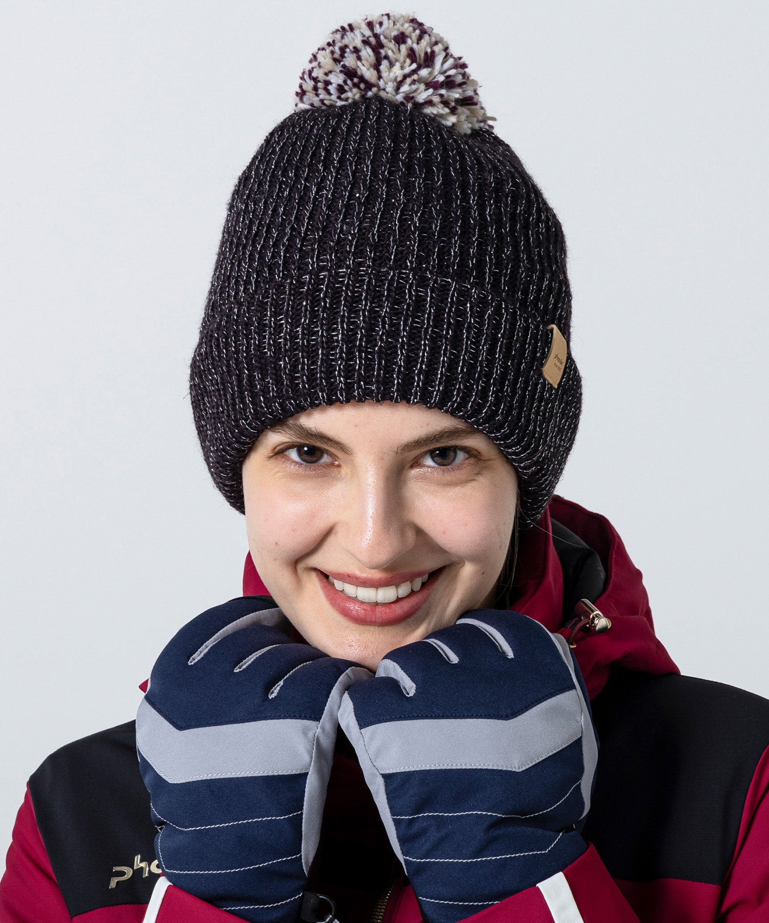 Women's Mix Pompom Bright Watch Hat Black