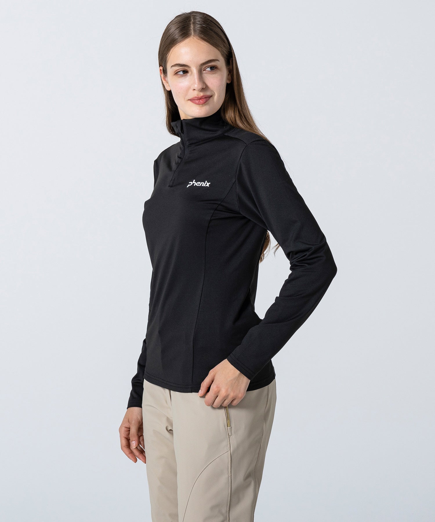 Women's Basic Set-In Sleeve 1/2 Zip Tee Black
