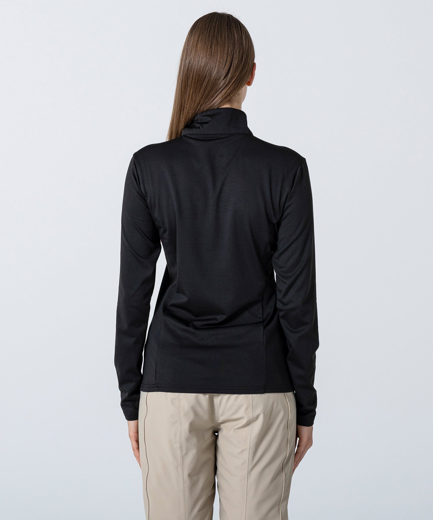 Women's Basic Set-In Sleeve 1/2 Zip Tee Black