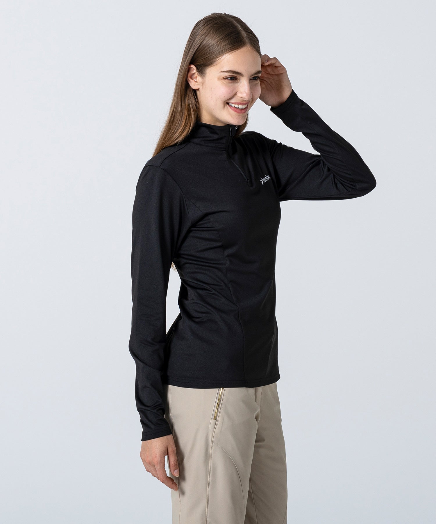Women's Basic Set-In Sleeve 1/2 Zip Tee Black