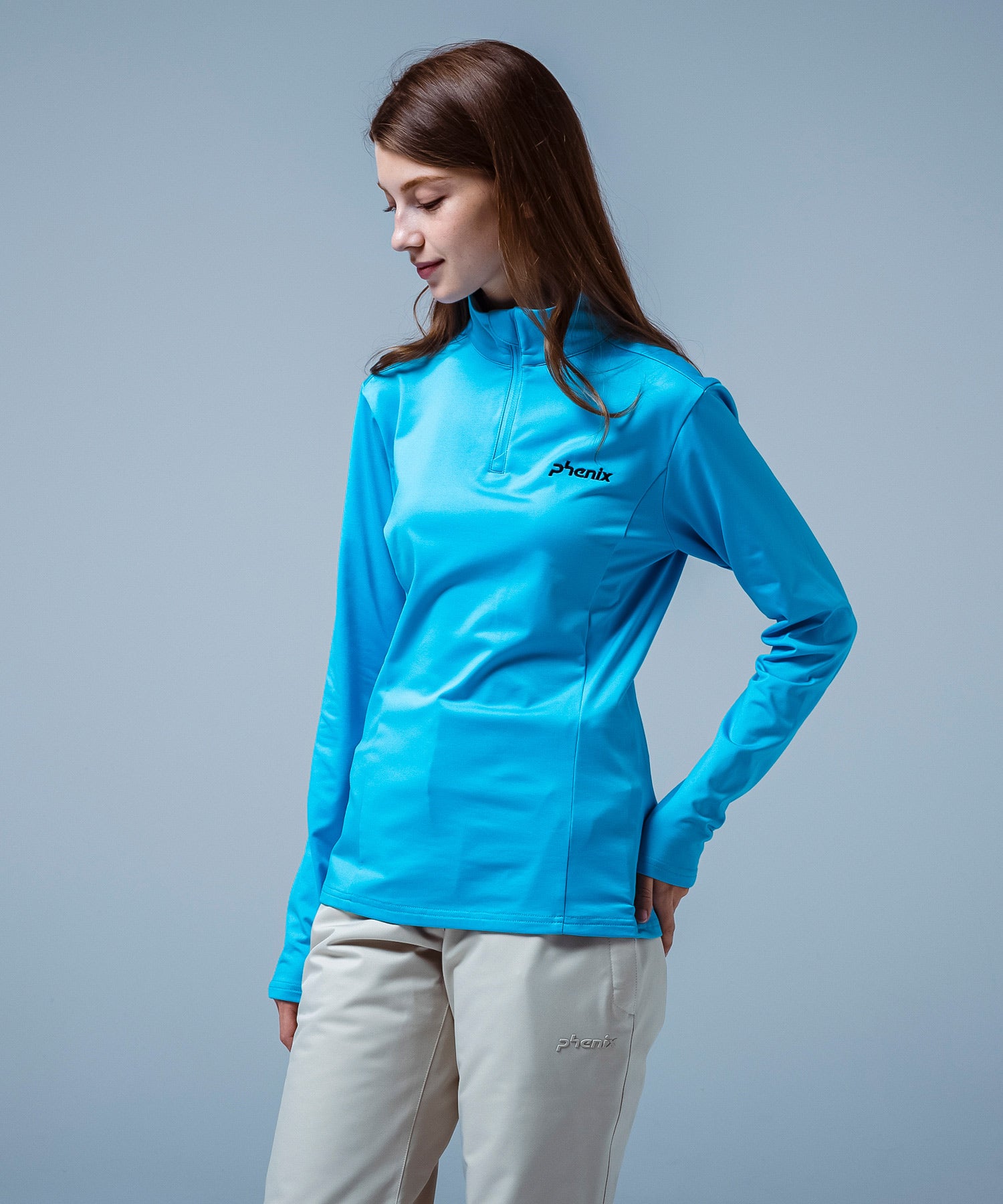 Women's Basic Set-In Sleeve 1/2 Zip Tee Smoke Blue