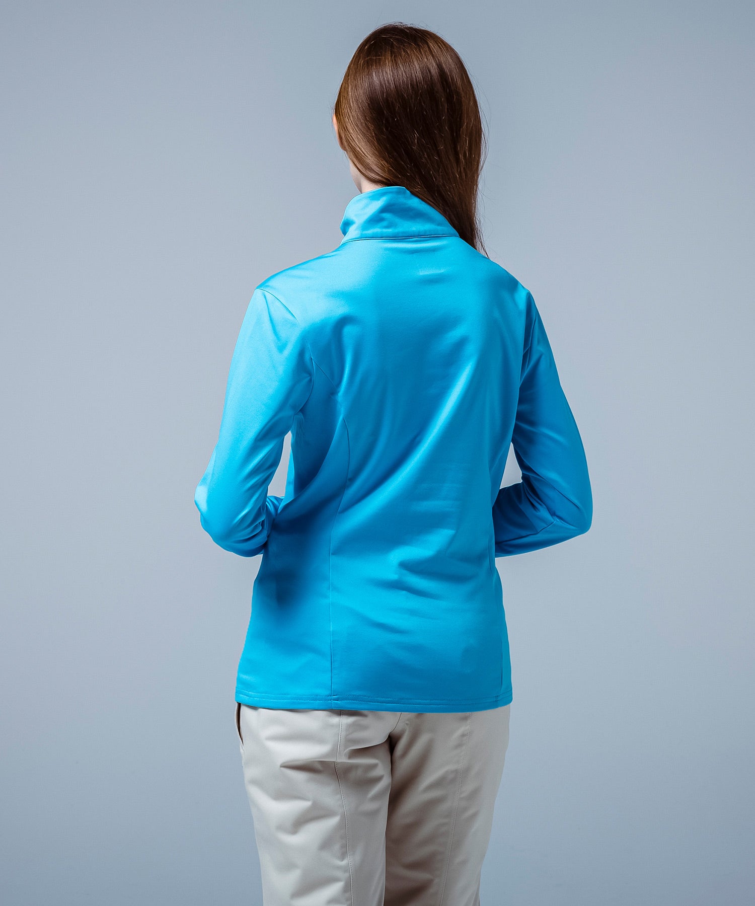 Women's Basic Set-In Sleeve 1/2 Zip Tee Smoke Blue