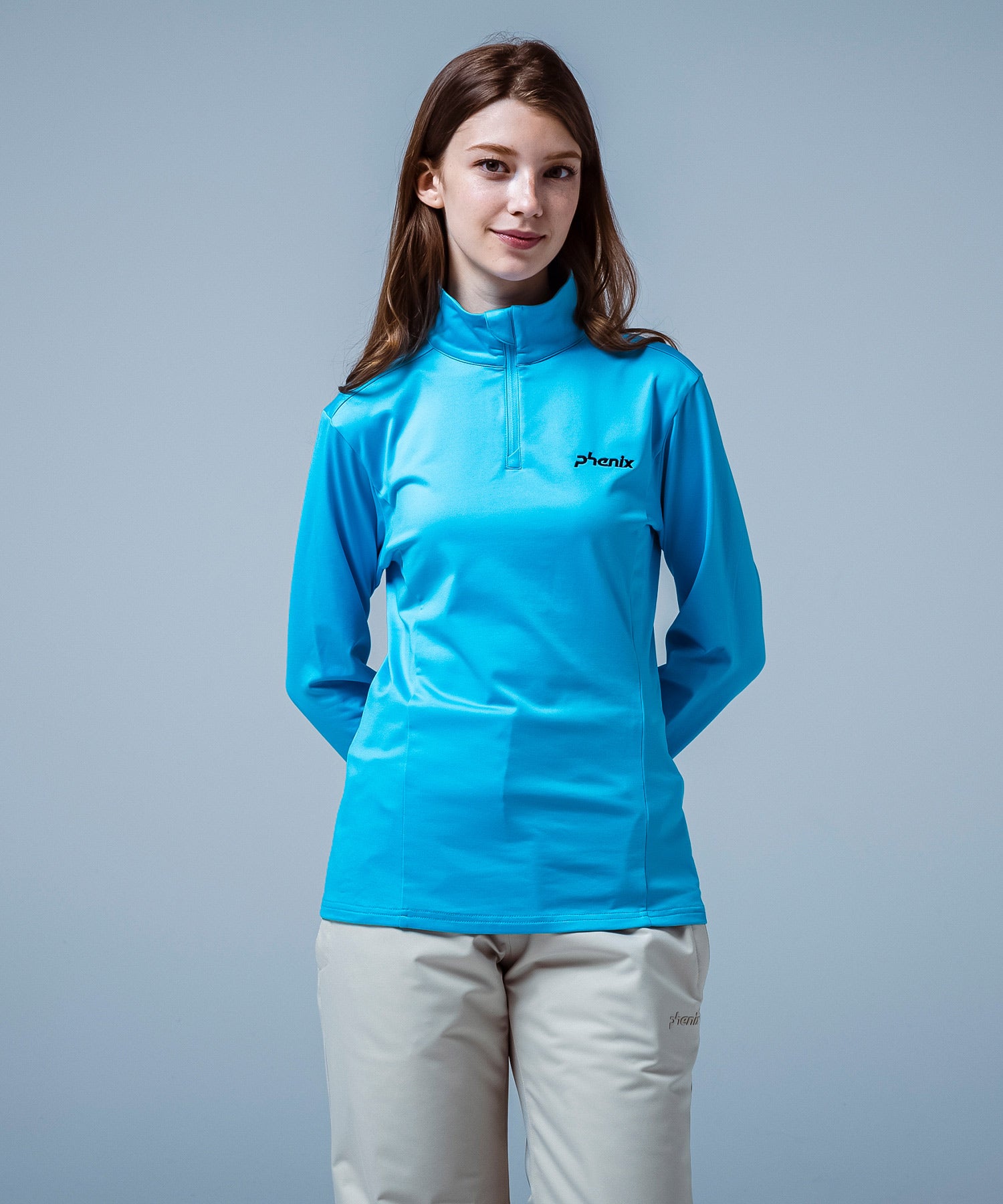 Women's Basic Set-In Sleeve 1/2 Zip Tee Smoke Blue