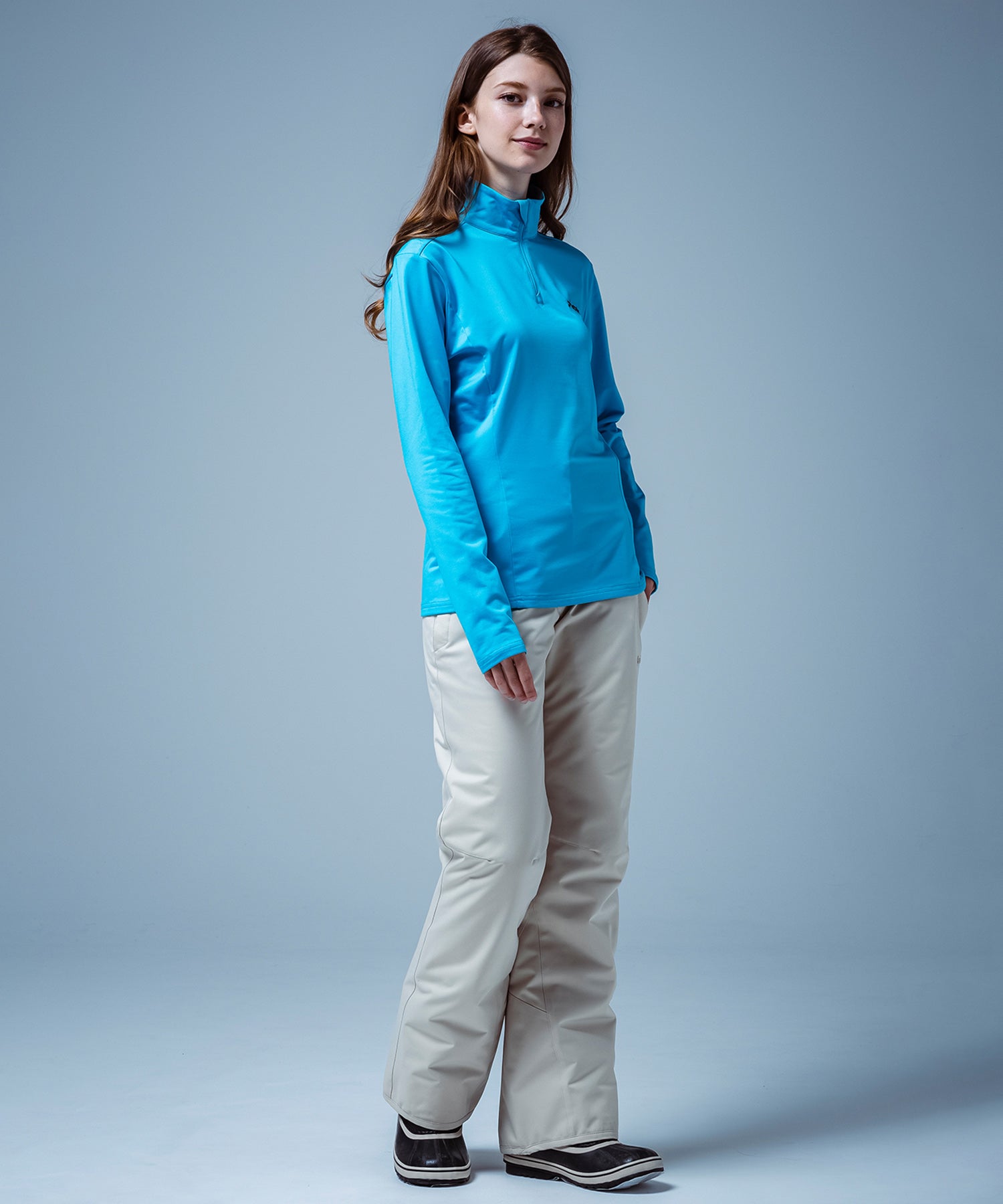 Women's Basic Set-In Sleeve 1/2 Zip Tee Smoke Blue