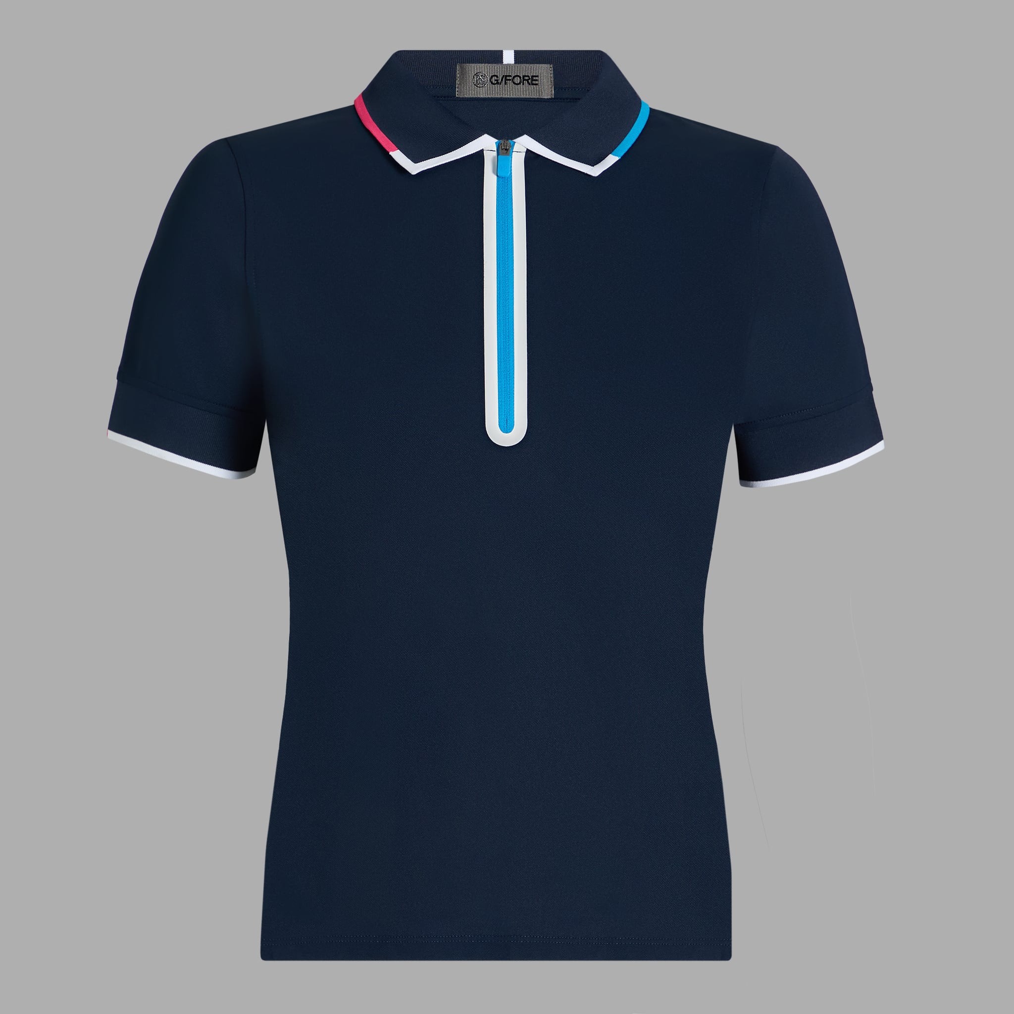 CONTRAST QUARTER ZIP TECH PIQUE POLO TWILIGHT