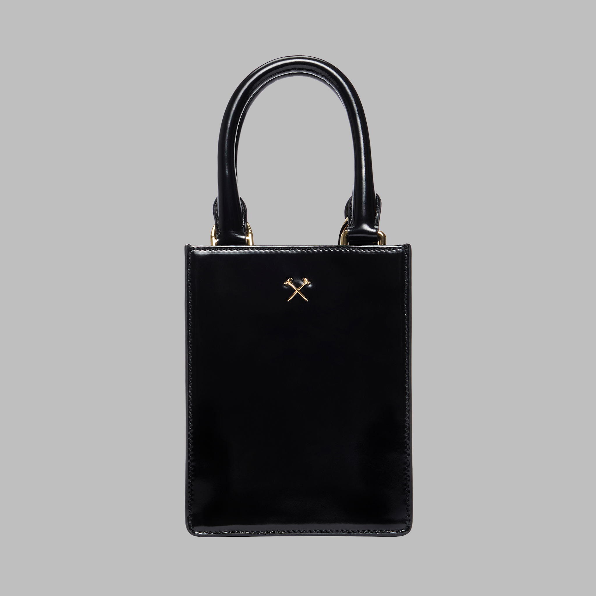 Metal Tees Box Calf Leather Mini Tote ONYX