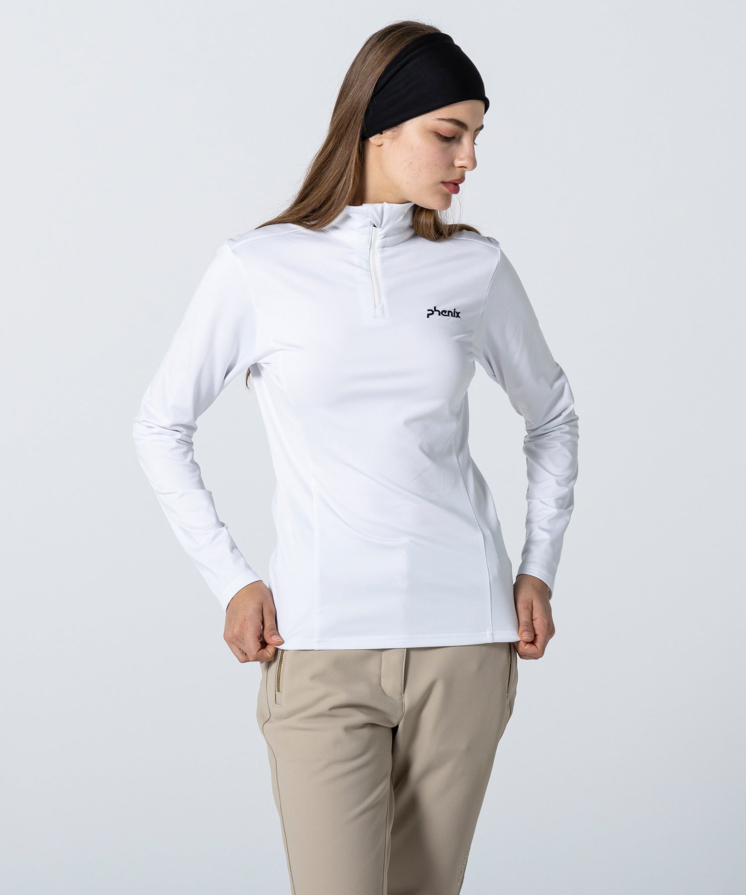 Women's Basic Set-In Sleeve 1/2 Zip Tee White