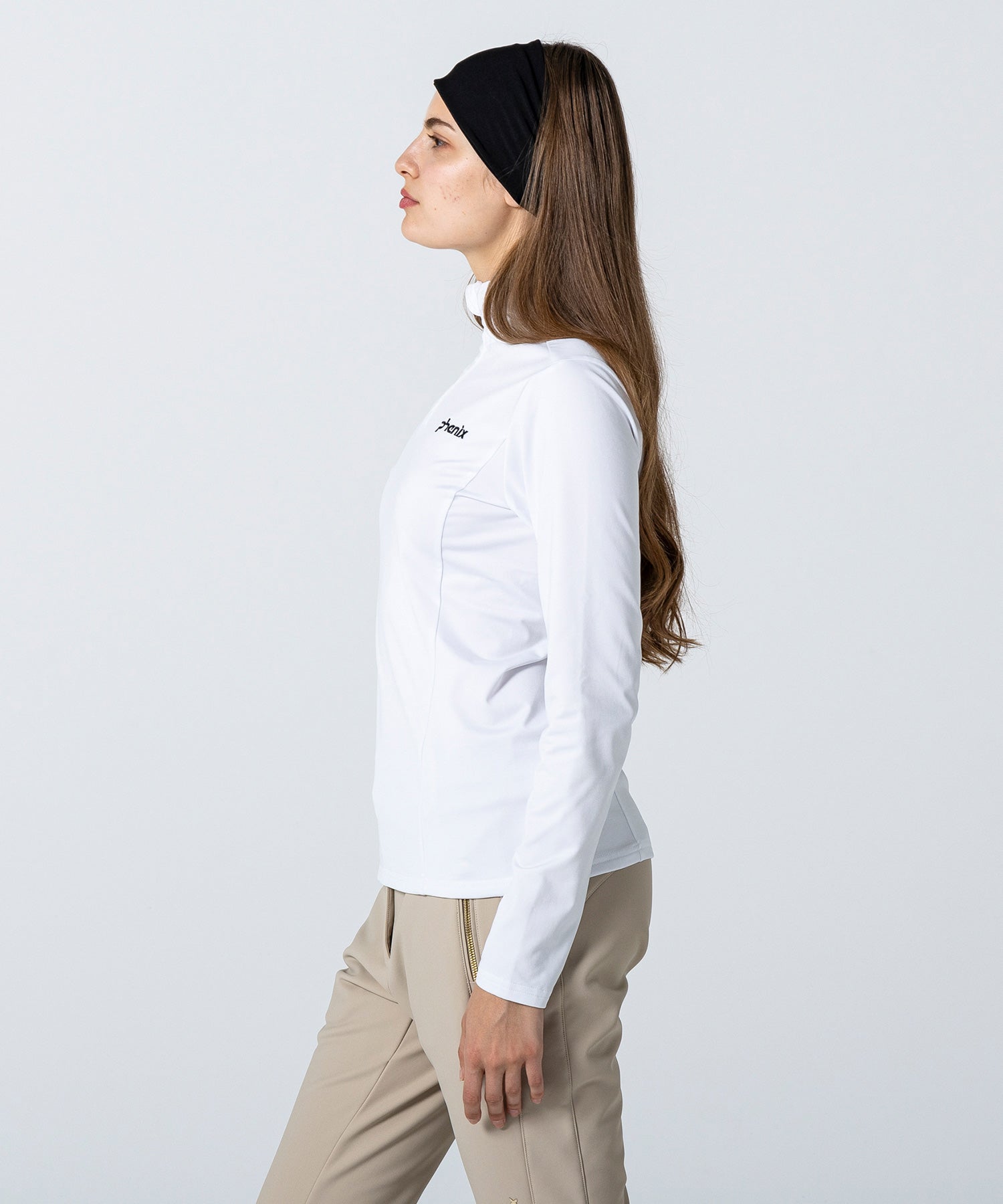 Women's Basic Set-In Sleeve 1/2 Zip Tee White
