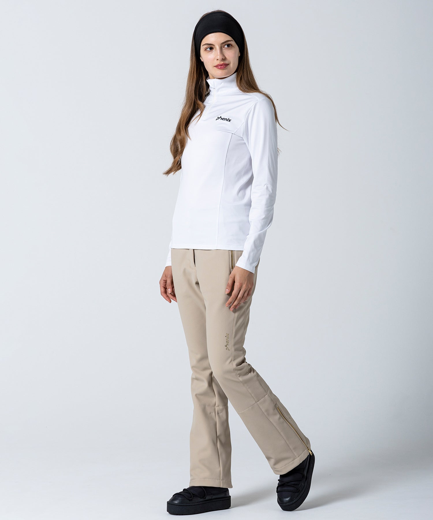 Women's Basic Set-In Sleeve 1/2 Zip Tee White